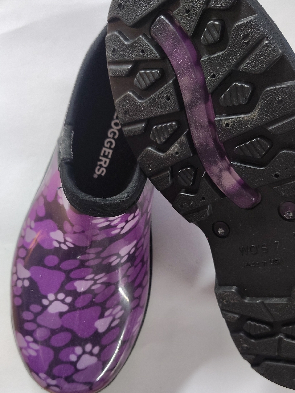Sloggers Purple Paw-Print Waterproof Garden Clogs